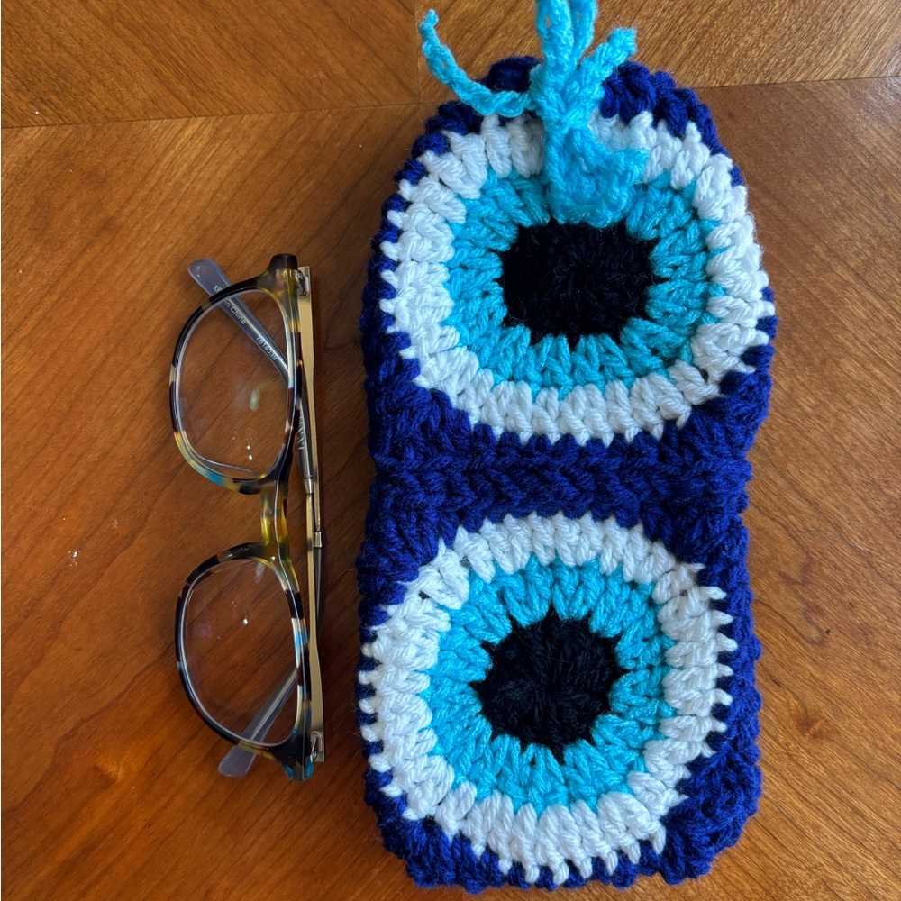 Handmade Blue Evil Eye Glasses Case